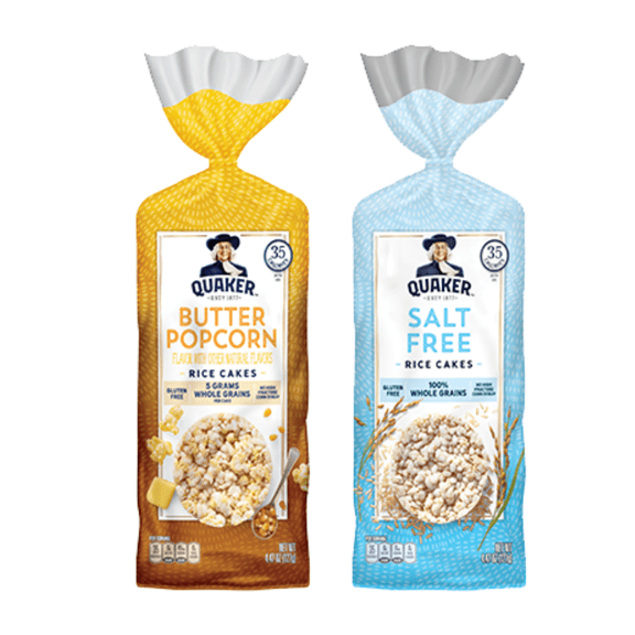 Quaker Rice Cakes Variety Bundle - Pack Of  2  Flavors ,BUTTER POPCORN RICE CAKE ,SALT FREE RICE CAKE..