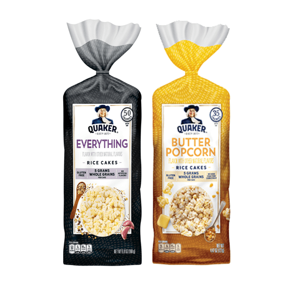Quaker Rice Cakes Variety Bundle - Pack Of 2 Flavors,EVERYTHING RICE CAKE ,BUTTER POPCORN RICE CAKE ..