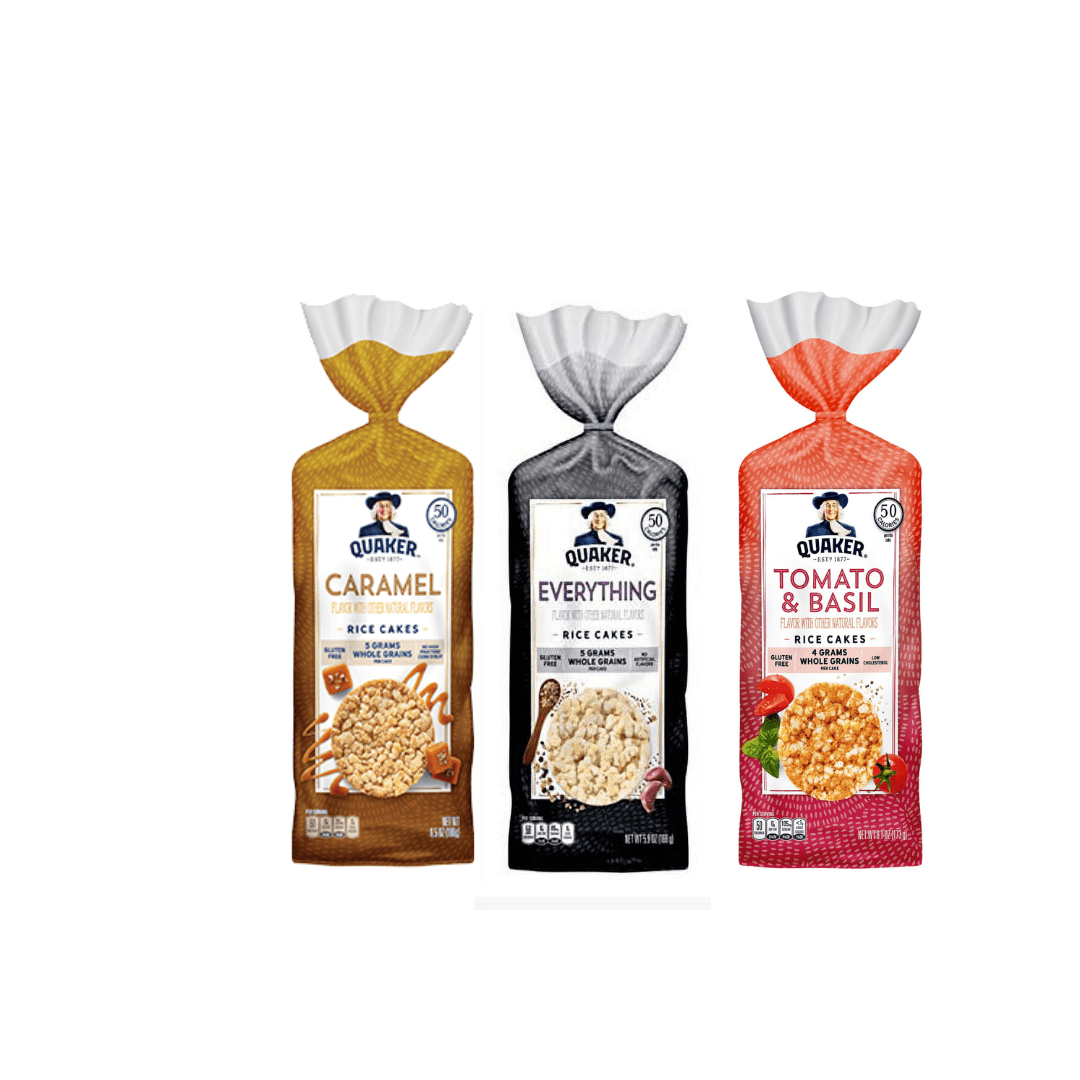 Quaker Rice Cakes Caramel Corn Everything Garden Tomato Basil Shelf-Stable 1 lbs