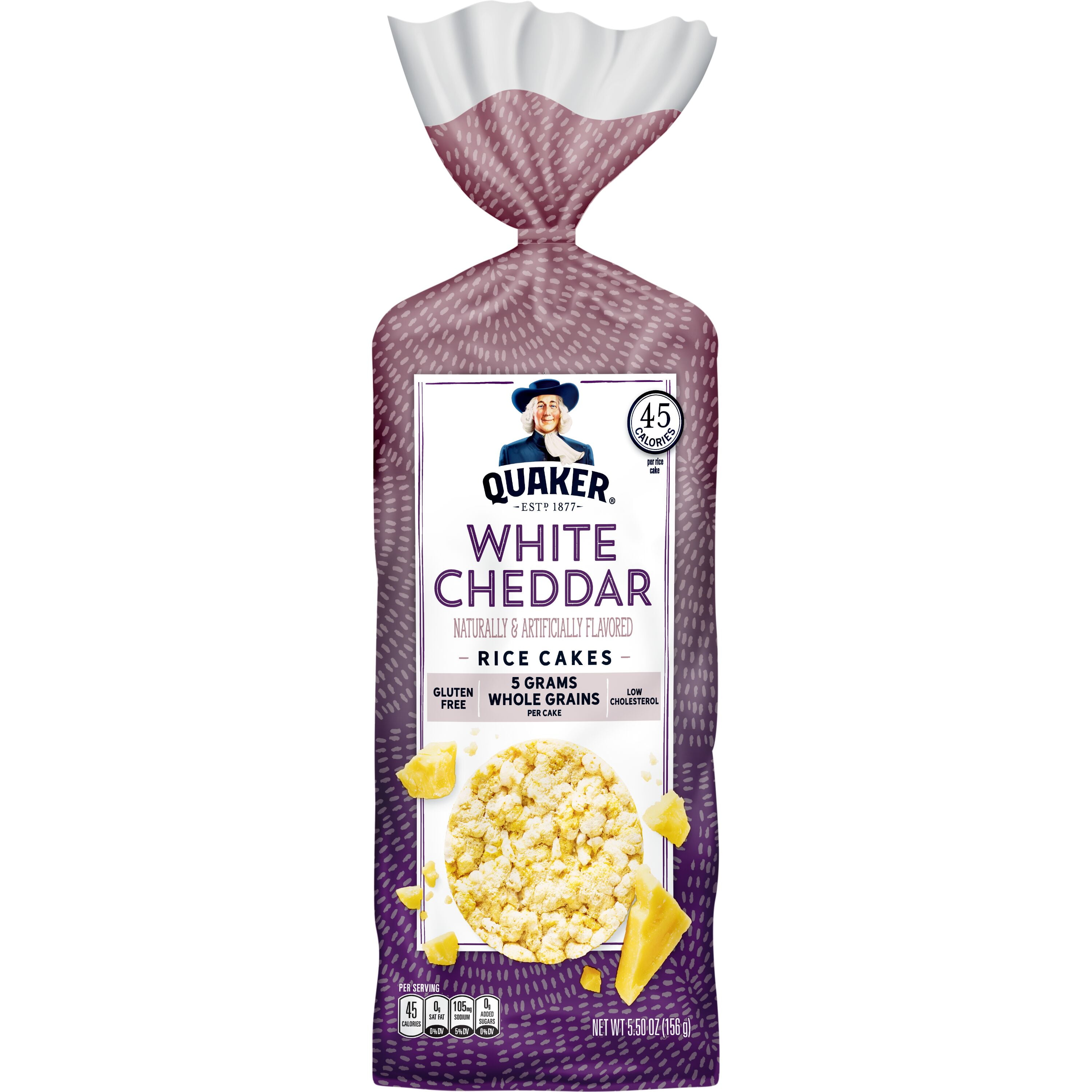 Quaker Rice Cakes, White Cheddar, Gluten Free, 5.5 oz Bag