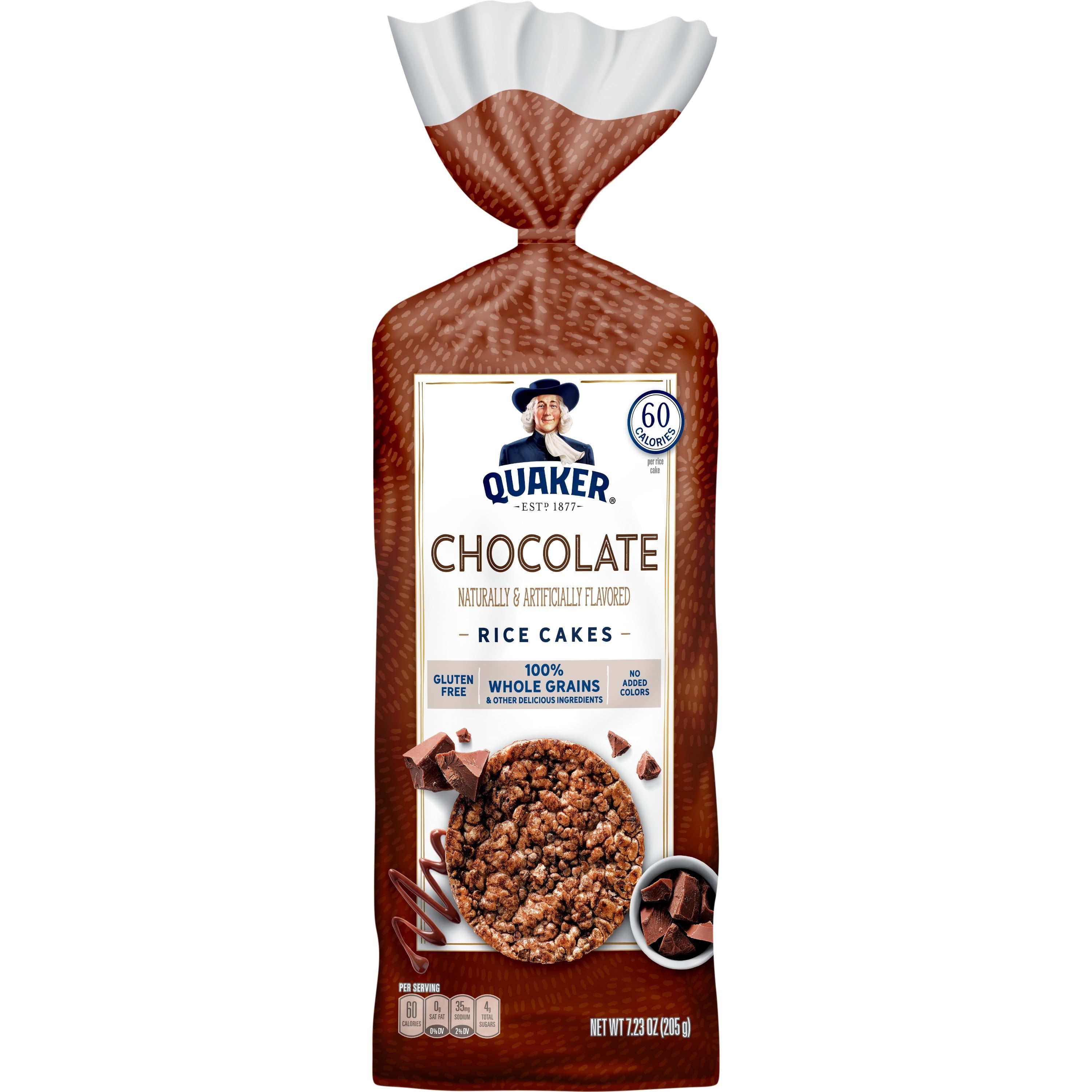 Quaker Rice Cakes, Whole Grain Chocolate, Gluten Free,(1PACK)