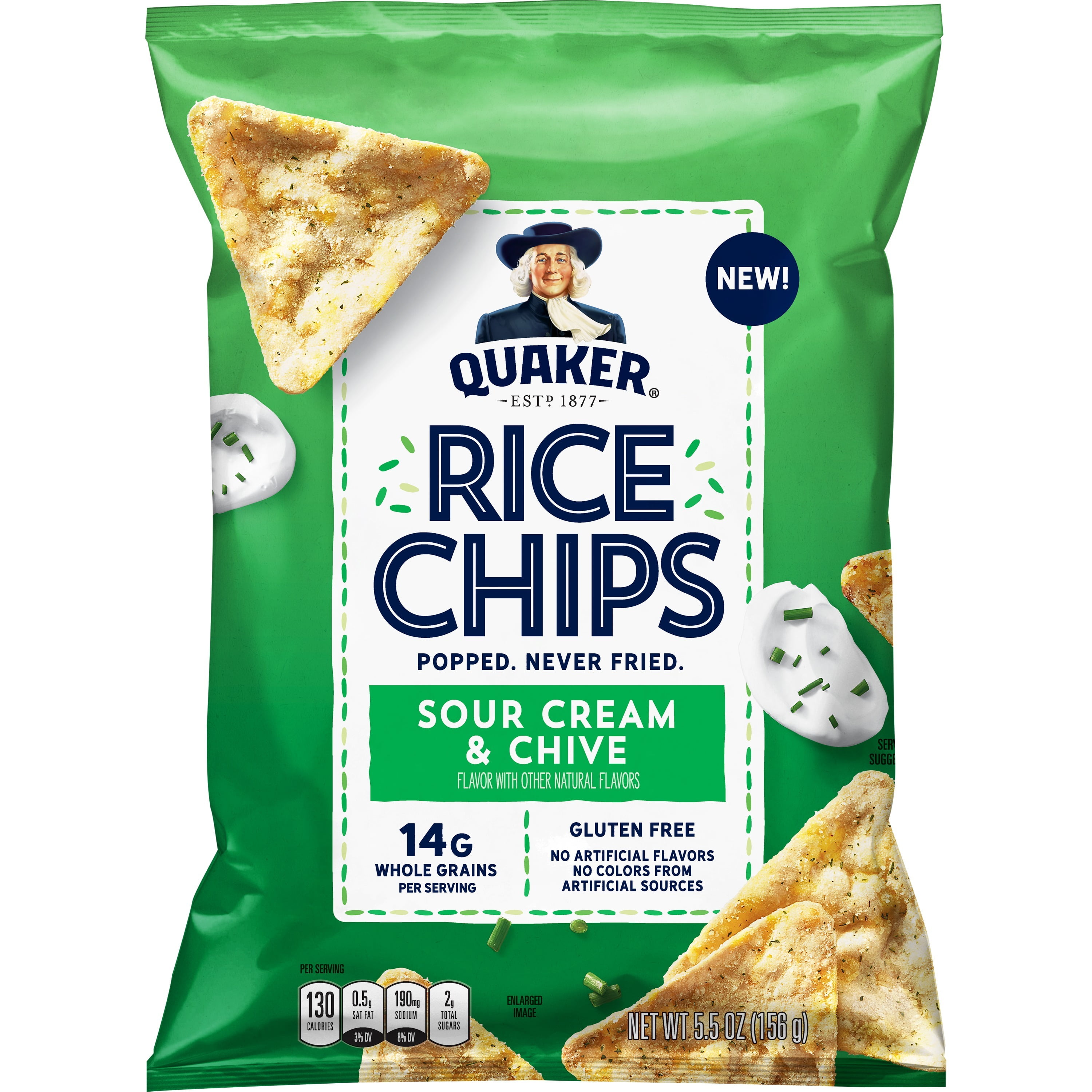 Quaker Rice Chips, Sour Cream & Chive Flavor, 5.5 oz Bag
