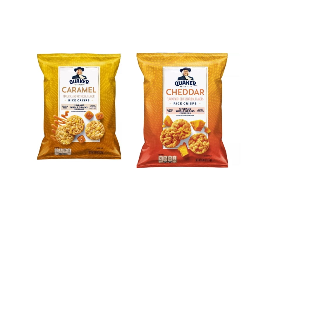Quaker Rice Crisp Caramel 7.04oz and Quaker Popped Cheddar Cheese