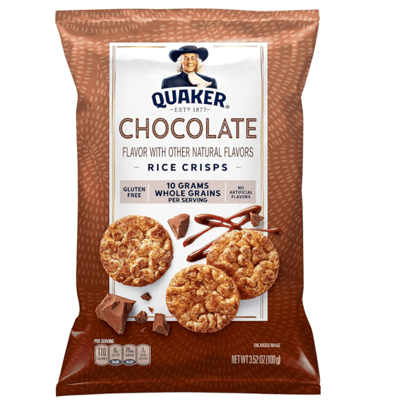 Quaker Rice Crisps, Chocolate, 3.52 oz Bag (Packaging May Vary)