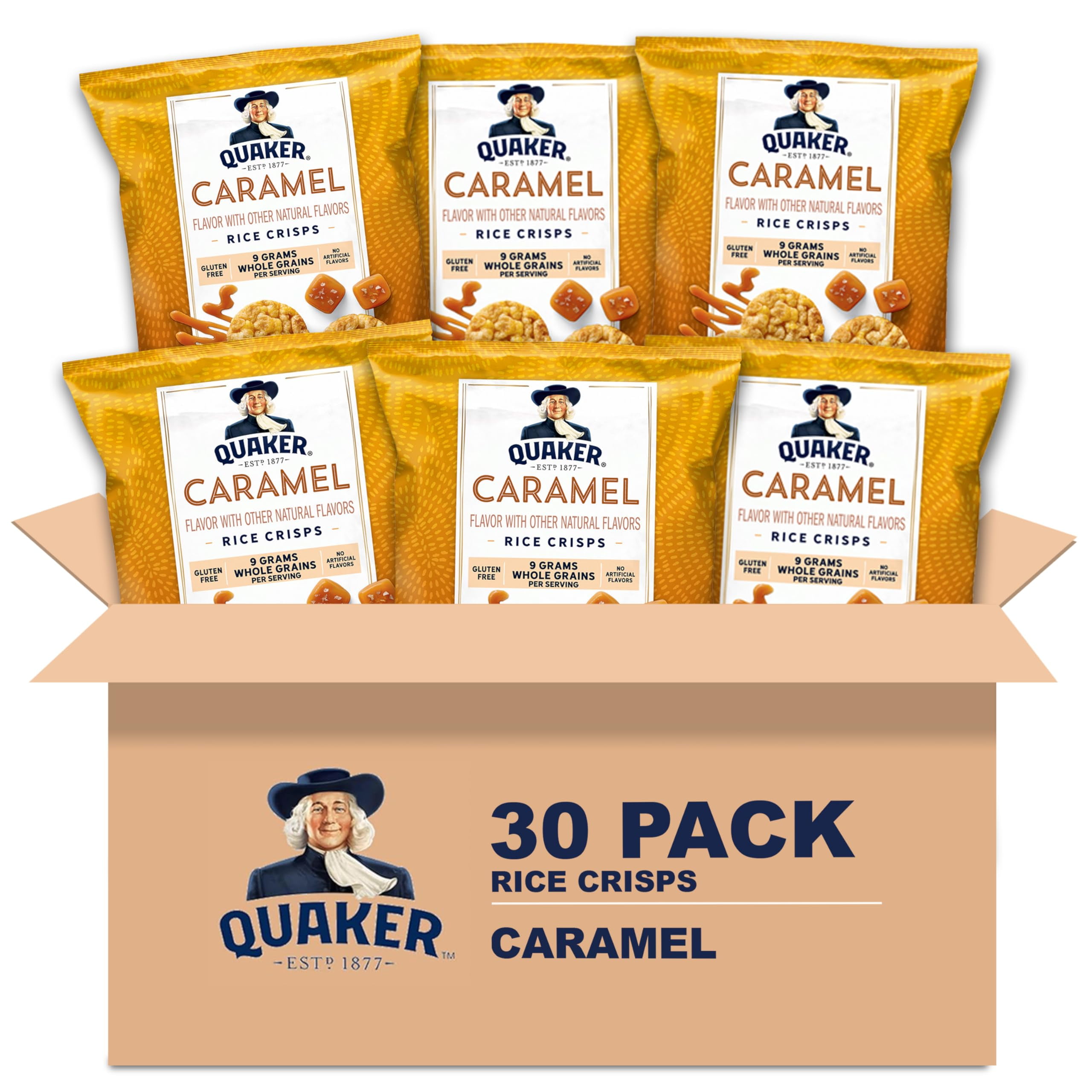 Quaker Rice Crisps, Gluten MMF7 Free, Caramel, 0.91 Oz, 30 Count