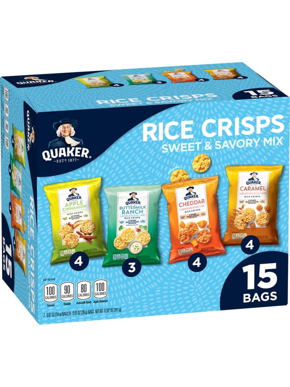 Rice Crisps Sweet & Savory Variety (Caramel, Cheddar, Apple Cinnamon, Ranch) 12 oz, 15 Count