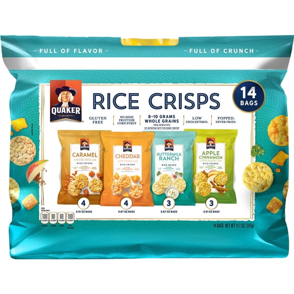 Quaker Rice Crisps, Sweet and Savory Variety Pack,Gluten Free, 14 Count
