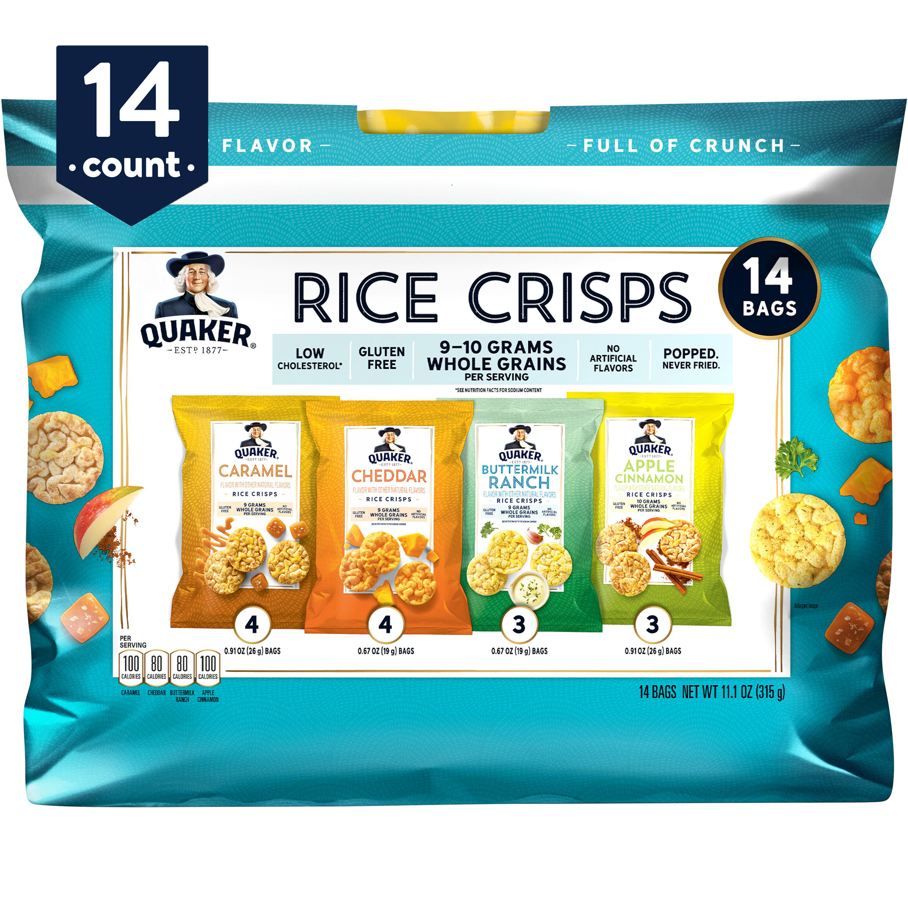 Quaker Large Rice Cakes, 3 Flavor Topper Variety Pack, Pack of 6