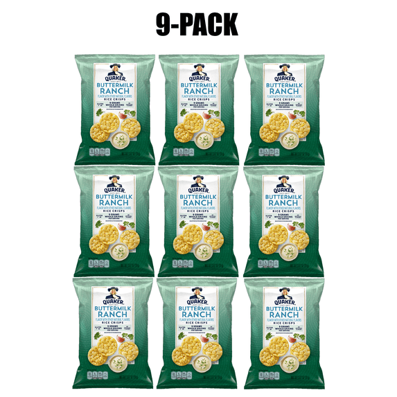 Quaker Rice Snack Ranch Quaker Rice Crisps with Buttermilk Ranch Flavour, Gluten Free Snacks, 0 ...
