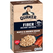 Quaker Fiber Instant Oatmeal, Maple Brown Sugar, 35% Daily Value of Fiber, Whole Grains, No Artificial Flavors, 1.58 oz packets, (8 Pack)