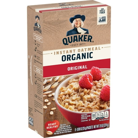 Quaker Organic Instant Oatmeal, Original, 0.98 oz, 8 Packets