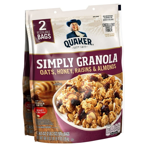 Quaker Simply Granola Cereal, 34.5 oz, 2-count