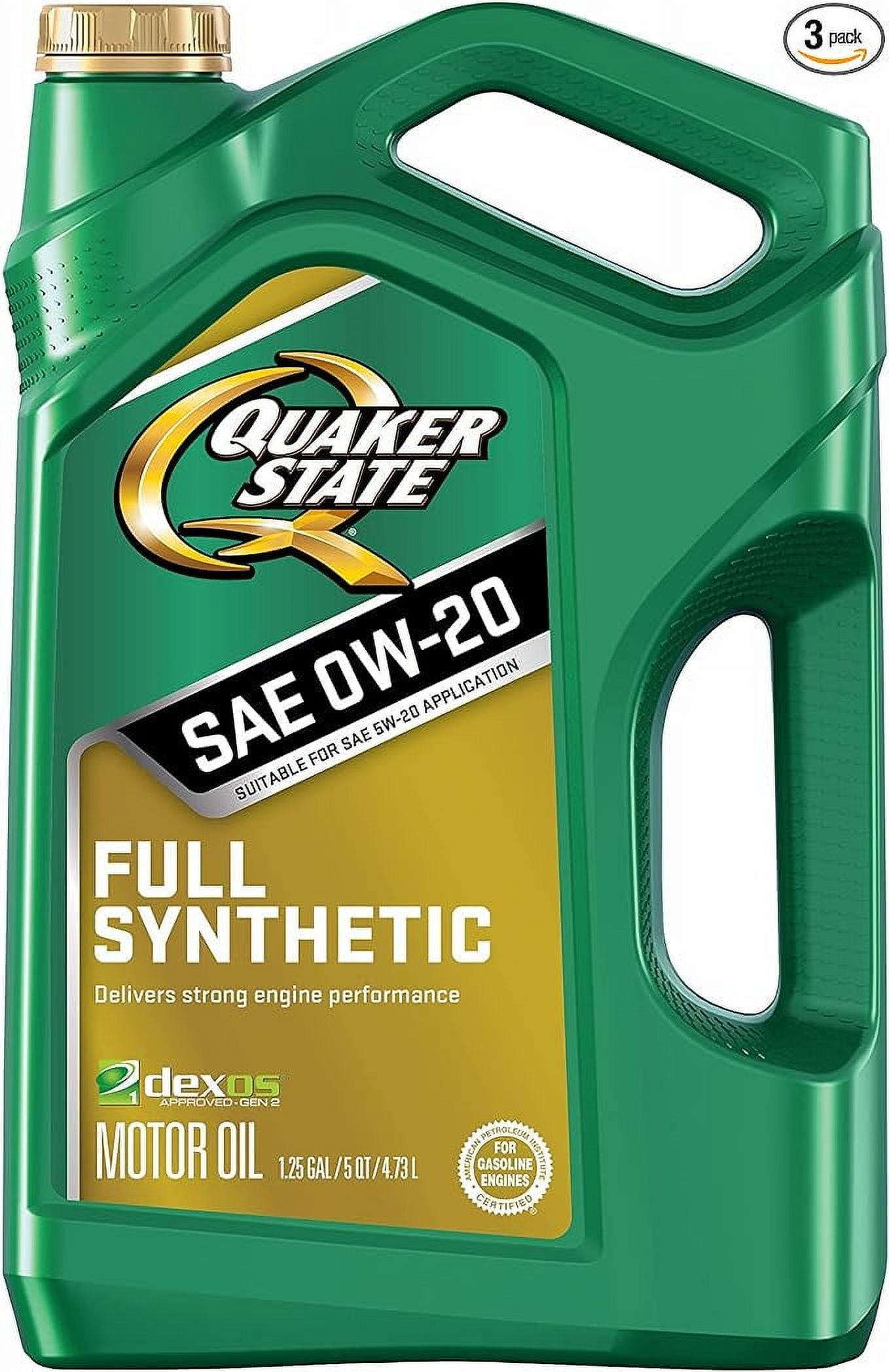 Quaker State Full Synthetic 0W20 Motor Oil (5Quart, Case of 3)
