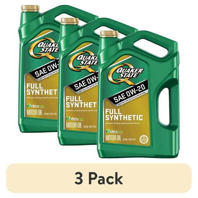 (3 pack) Quaker State Full Synthetic 0W-20 Motor Oil, 5-Quart