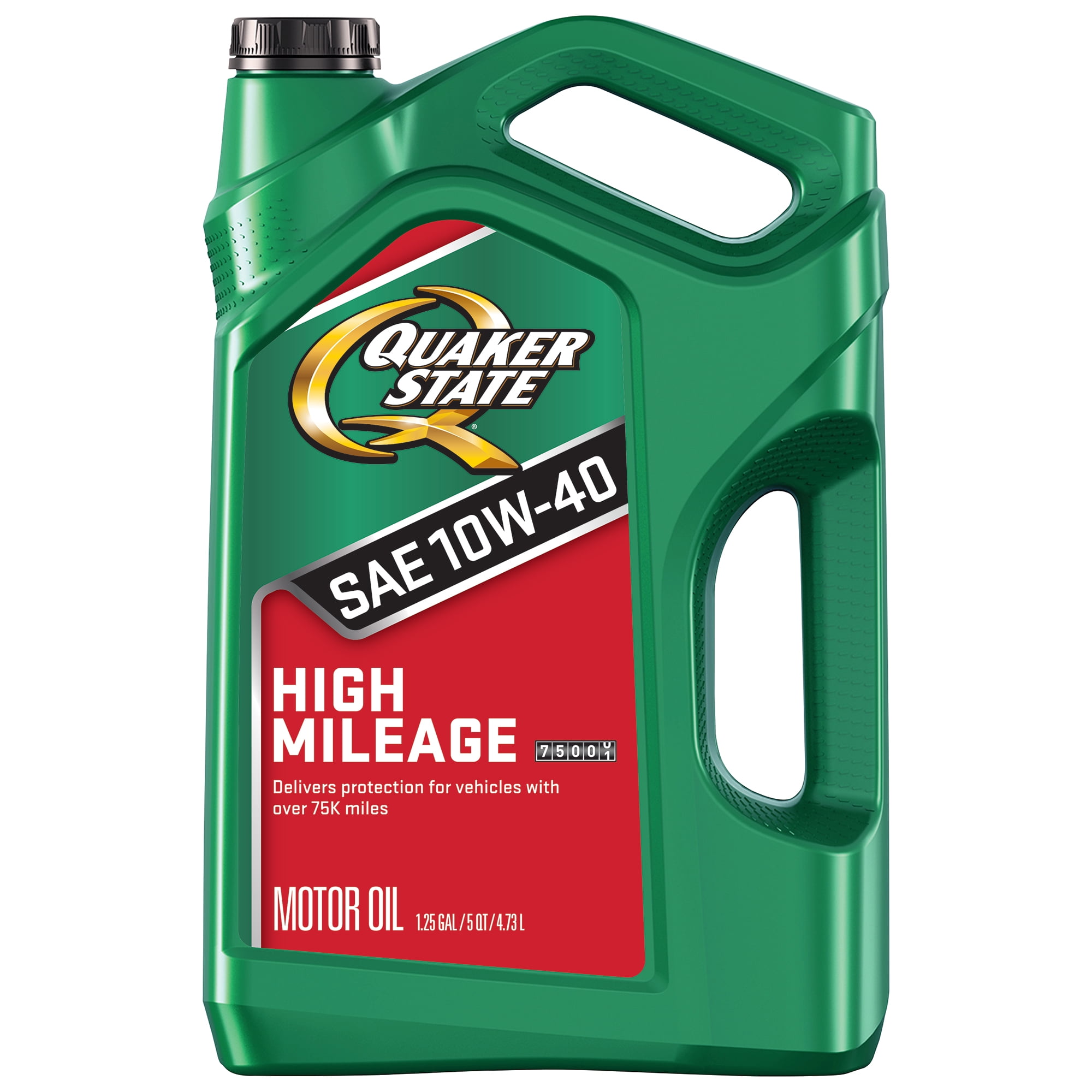 Quaker State High Mileage 10W-40 Synthetic Blend Motor Oil for Vehicles over 75K Miles, 5-Quart