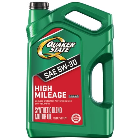 Quaker State High Mileage 5W-30 Synthetic Blend Motor Oil for Vehicles over 75K Miles, 5-Quart