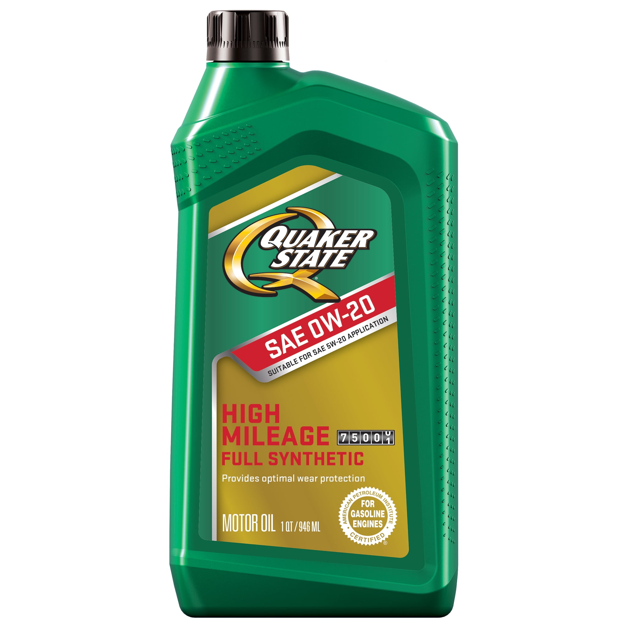 Quaker State High Mileage Full Synthetic 0W-20 Motor Oil, 1 Quart
