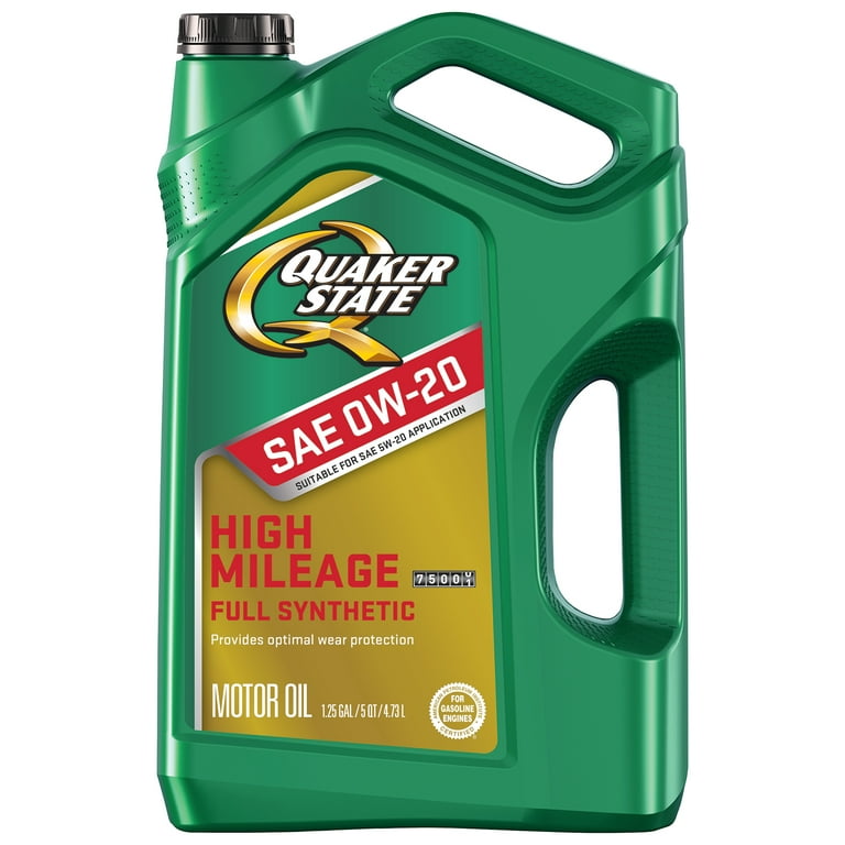 Quaker State High Mileage Full Synthetic 0W-20 Motor Oil, 5 Quart