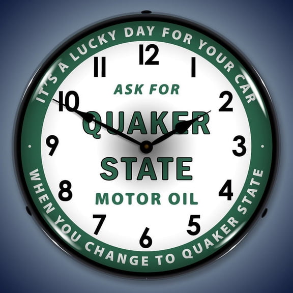 Quaker State Oil Wall Clock, Lighted: Gas / Oil Theme