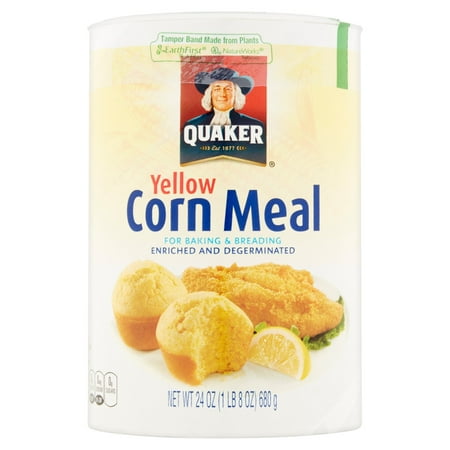 Quaker Yellow Enriched and Degerminated Corn Meal Canister, 24 oz (Shelf-Stable)