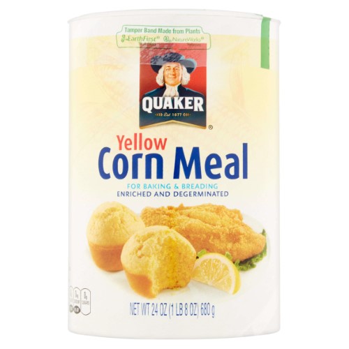 Quaker Yellow Enriched and Degerminated Corn Meal, 24 Oz Canister (Pack