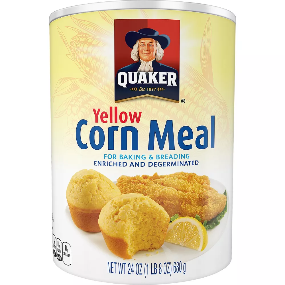 Quaker Yellow Enriched and Degerminated Corn Meal Canister Finely
