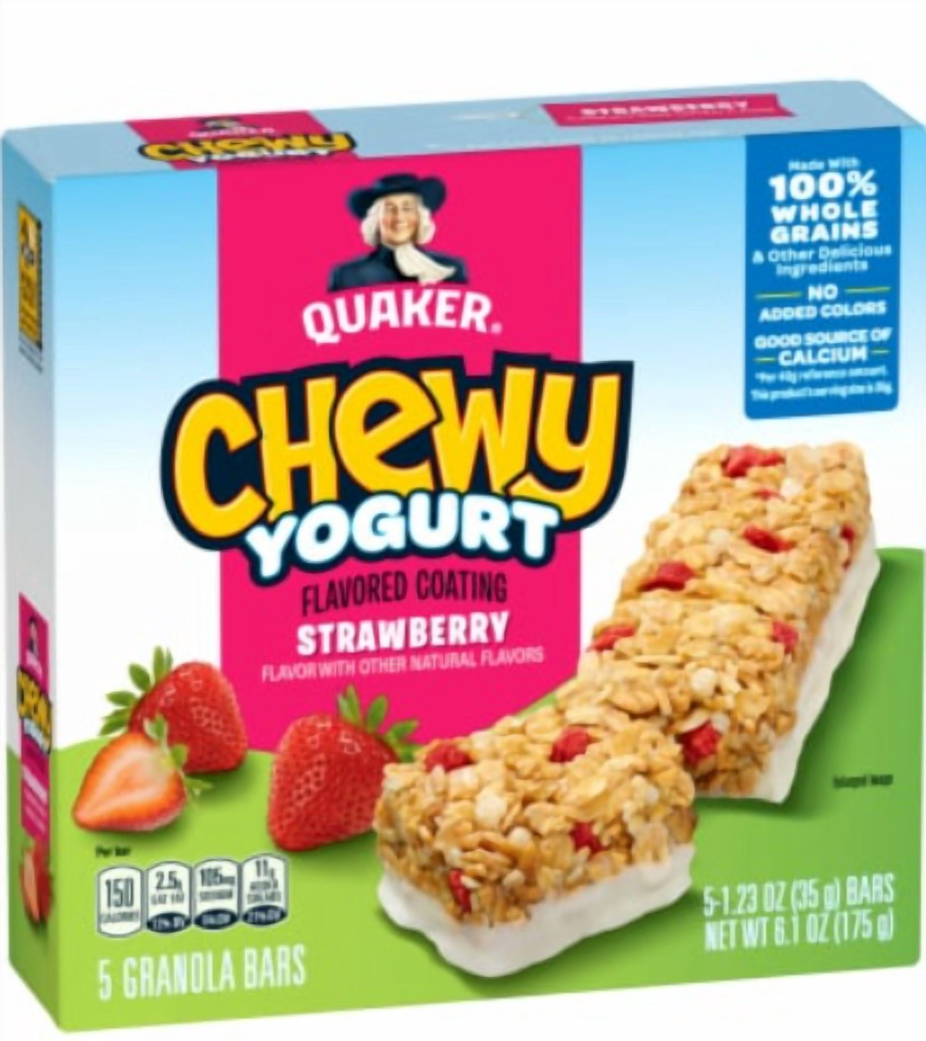 Quaker Yogurt Chewy Granola Bar, Strawberry, 5 Bars (Pack of 6)