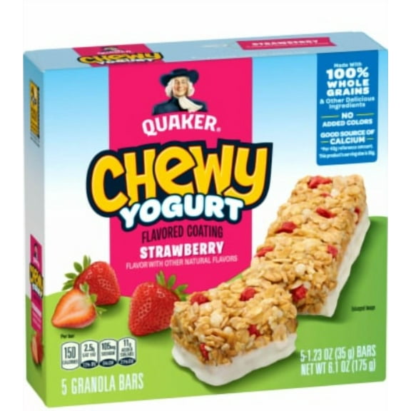 Quaker Yogurt Chewy Granola Bar, Strawberry, 5 Bars (Pack of 6)