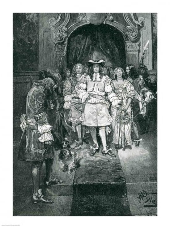 Quaker and King at Whitehall Canvas Art - Howard Pyle (18 x 24)