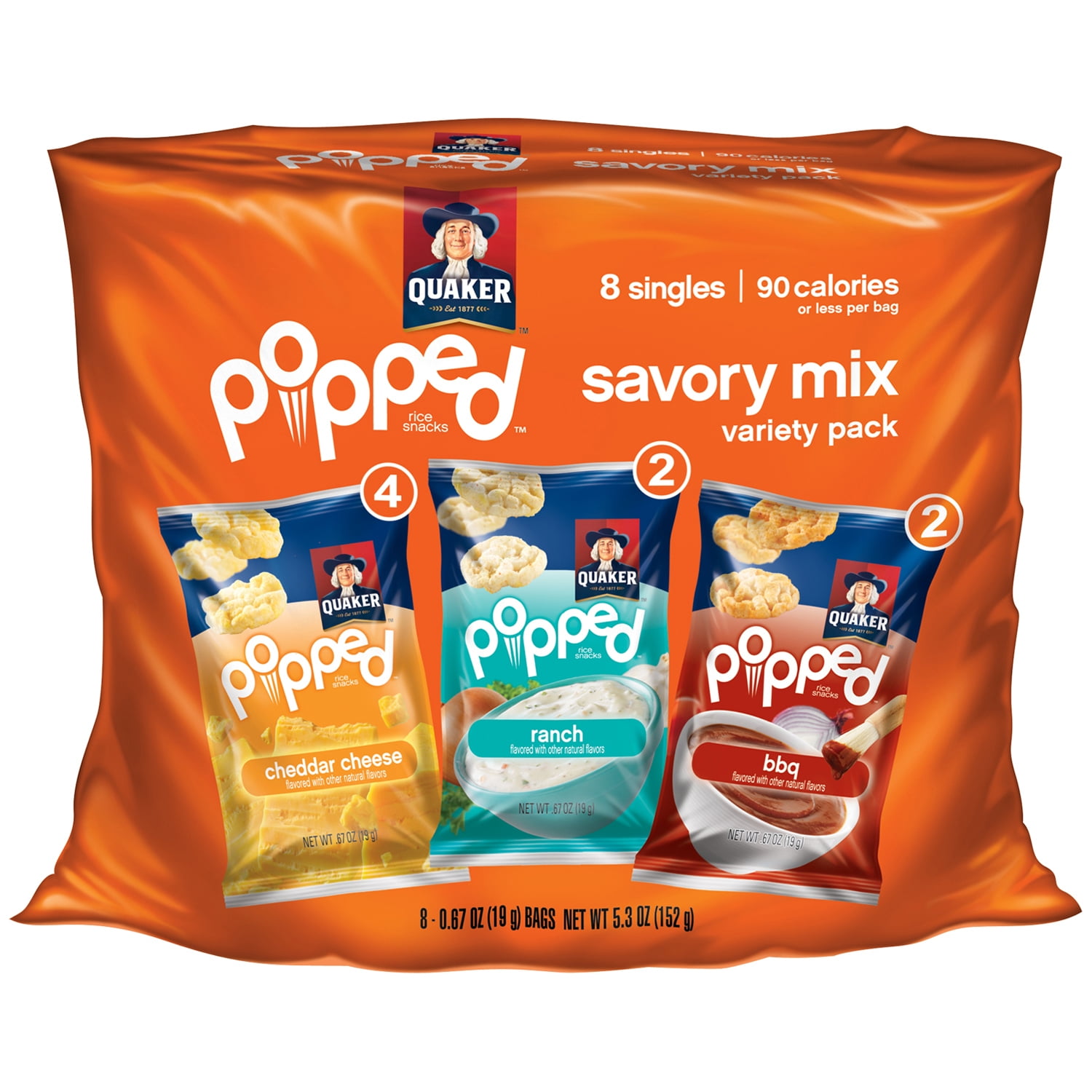Quakers Popped Cheddar Cheese, Ranch, & BBQ Savory Mix Variety Rice