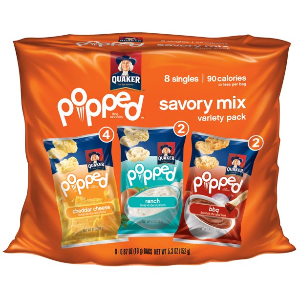Quakers Popped Cheddar Cheese, Ranch, & BBQ Savory Mix Variety Rice