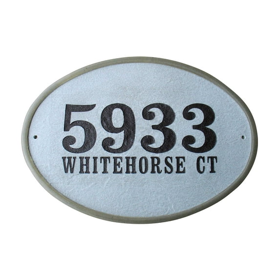 QualArc OAK-4605-SL 10 in. Oakfield Oval Crushed Stone Address Plaque in Slate Color