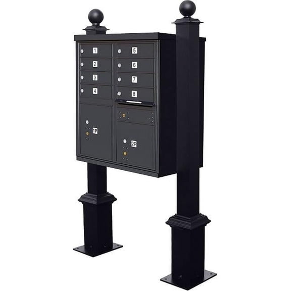 QualArc WDPST-S4-CBU-BLK 10 in. Westhaven Decorative CBU Square Posts with Large Ball Finial- Black