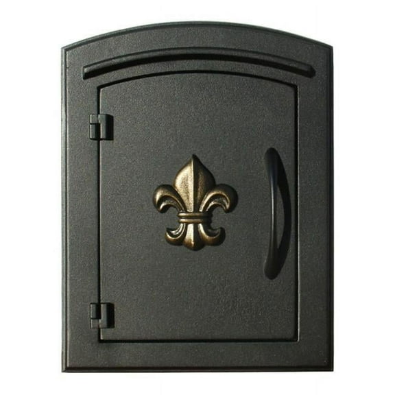 Manchester Security Drop Chute Mailbox with "Decorative Fleur De Lis Logo" Faceplate in Black