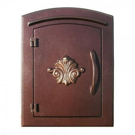 QualArc MAN-S-1401-AC 12 in. Manchester Security Drop Chute Mailbox with Decorative Scroll Logo Faceplate - Antique Copper