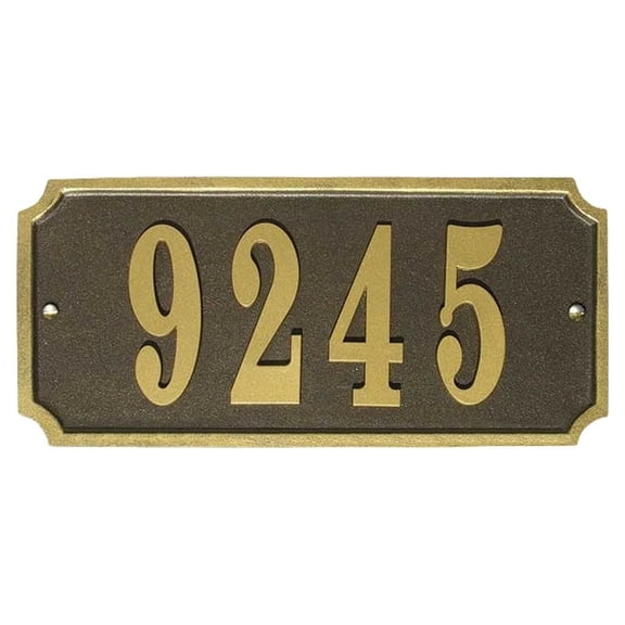 QualArc  16 in. Waterford Rectangle Cast Aluminum Bronze with Gold Border Address Plaque