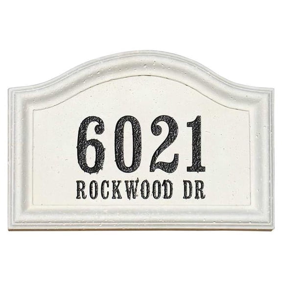 QualArc CCAB-ARC-TRAV-CRM 20 in. Engraved Arch Travertine Style Cast Concrete Address Block in Cream Color