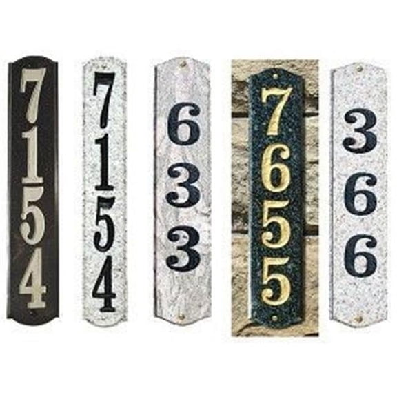 QualArc WEX-4719-SL 4.5 in. Wexford Vertical Slate Stone Color Solid Granite Address Plaque
