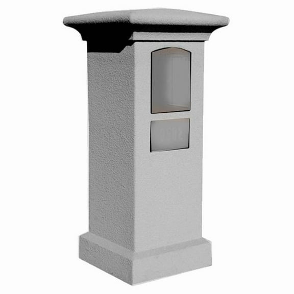 QualArc MAN-STUCOL-SG 48 in. Manchester Non-Locking Stucco Column Mailbox in Slate Gray Color