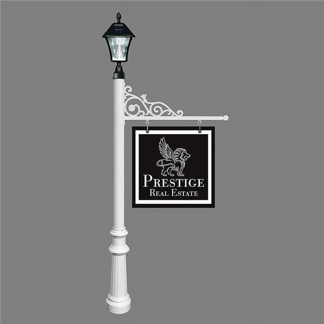 QualArc Lewiston Post With Bayview Solar Lamp – Black Aluminum Post, Support Bracket & Fluted Base