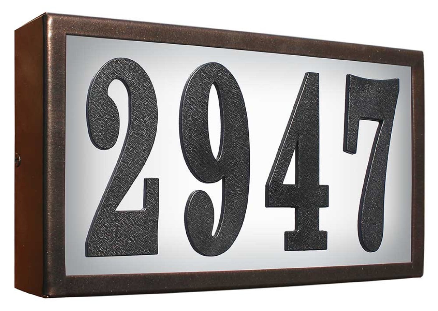 Bronze LED Lighted Metal Address Plaque with Black Numbers