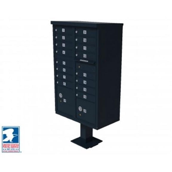 QualArc 72 x 42 x 30 in. 1570 12 Door Cluster Box Unit for Tall Pedestal Stucco Columns - Black