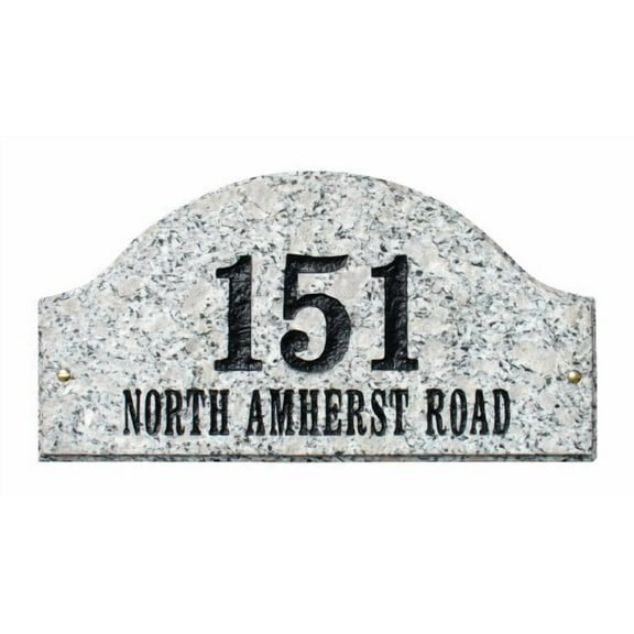 Ridgecrest Arch "White Granite Natural Stone Color" Solid Granite Address Plaque