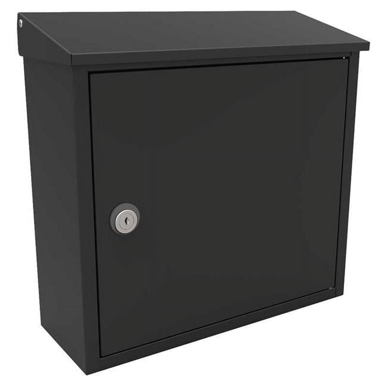 Allux Black Steel Small Locking Wall Mounted Mailbox