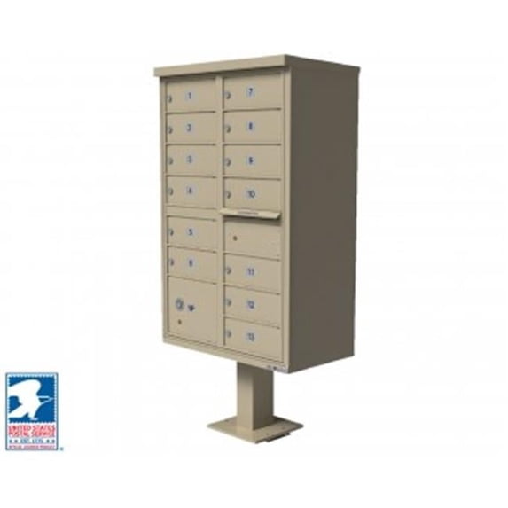 QualArc CBU-13-SS 72 x 42 x 30 in. 1570 12 Door Cluster Box Unit for Tall Pedestal Stucco Columns, Sandstone