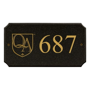QualArc EXE-4702-BP 9 in. Executive Cut Corner Rectangle Polished Black Stone Color Solid Granite Address Plaque