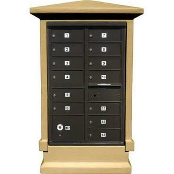 QualArc EVMC-SHRT-BT 70 x 42 x 30 in. Estateview Stucco Cluster Box Unit Mailbox Center Column with Short Pedestal, Burnt Tuscan