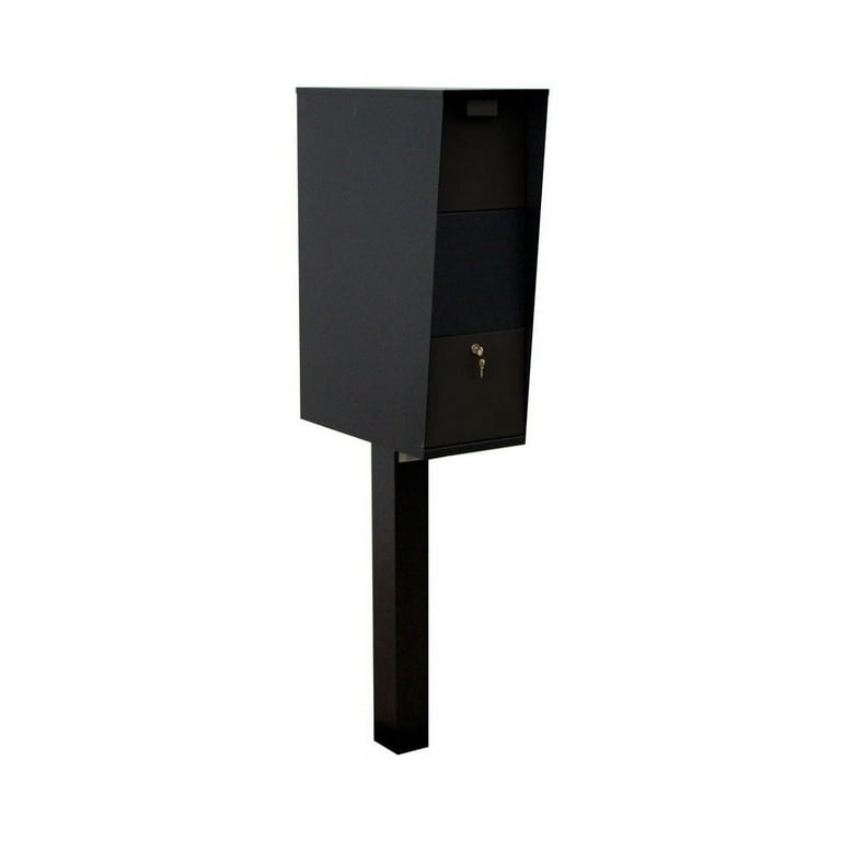 Vacation Black Post Mounted Locking Mailbox Vacation Black Post Mounted Locking Mailbox