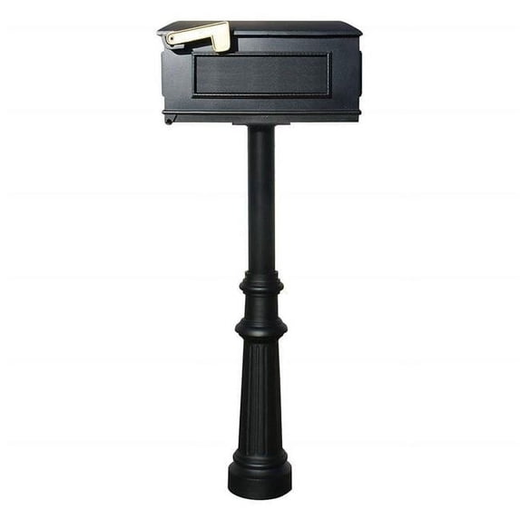 QualArc HPWS2-000-LM The Hanford Twin Black Mailbox Post System with Scroll Supports - 70 x 22 x 20 in.