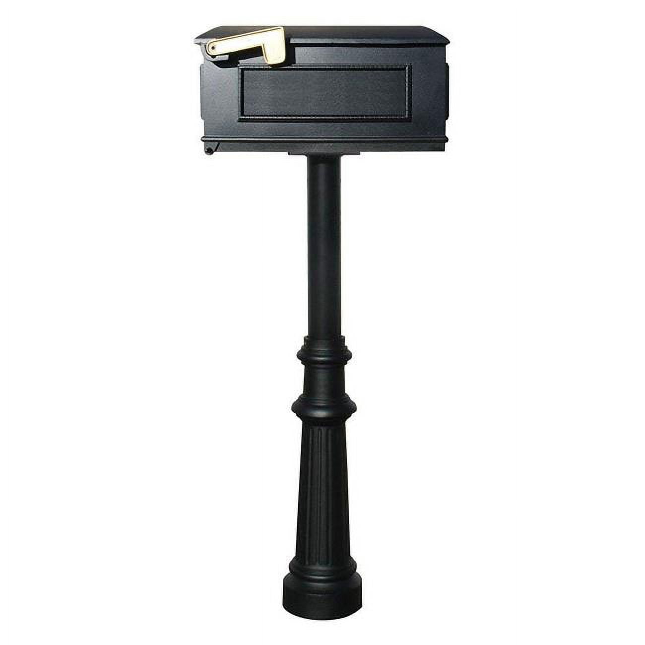 Black Steel Twin Mailbox Post System with Ornate Base